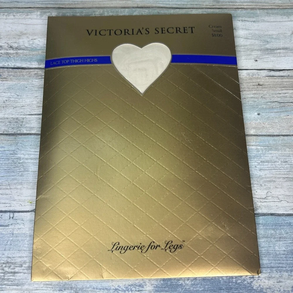 Victorias Secret Lace Top‎ Thigh Highs CREAM Nylon Hosiery Small USA Mob Vintage